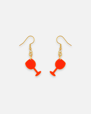 Aperitif Ohrhänger mit Cocktailglas Anhänger aus leuchtendem Orangen Acrylglas und goldfarbenem Ohrhaken von sweeps