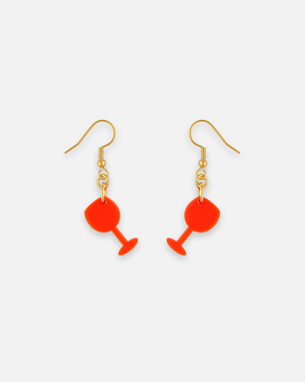 Aperitif Ohrhänger mit Cocktailglas Anhänger aus leuchtendem Orangen Acrylglas und goldfarbenem Ohrhaken von sweeps