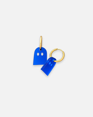 Dunkelblaue Ghost Ohrringe mit goldenen Creolen von sweeps