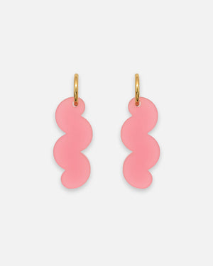Große auffällige Statement Hoops Ohrringe mit rosa Wellen Anhänger