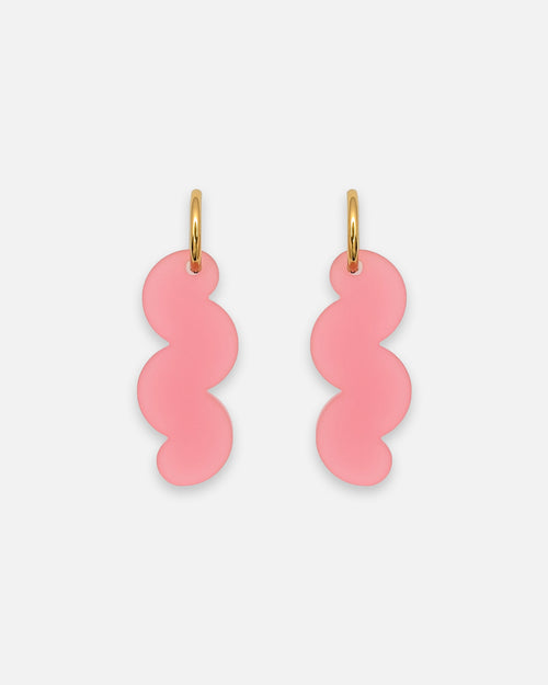 Große auffällige Statement Hoops Ohrringe mit rosa Wellen Anhänger