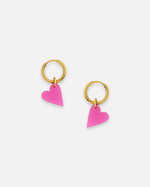 Creolen mit Herz Charms in Pink – modulares Mix and Match Schmucksystem