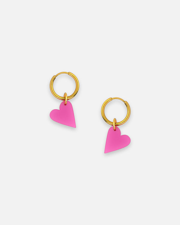 Creolen mit Herz Charms in Pink – modulares Mix and Match Schmucksystem