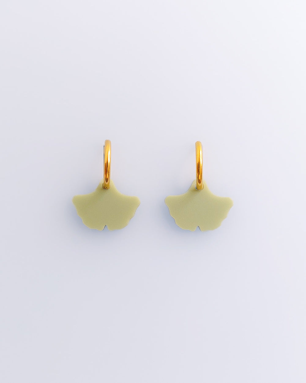 Edelstahl Creolen mit Acrylglas Anhänger Ginkgo Blatt Motiv von sweeps.
