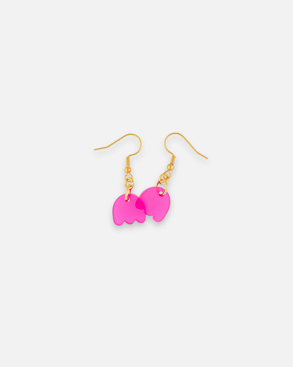 Fuchsia Pinke Blumen Ohrringe aus Acryl mit goldfarbenen Edelstahl Ohrhaken von sweeps.